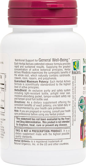 Nature's Plus Herbal Actives Rhodiola Extended Release 1000mg 30 ταμπλέτες