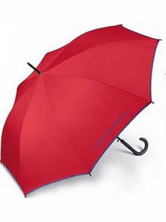 Rain Windproof Automatic Umbrella with Walking Stick Red