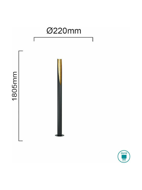Eglo Prebone Floor Lamp H180.5xW22cm. with Socket for Bulb GU10 Black