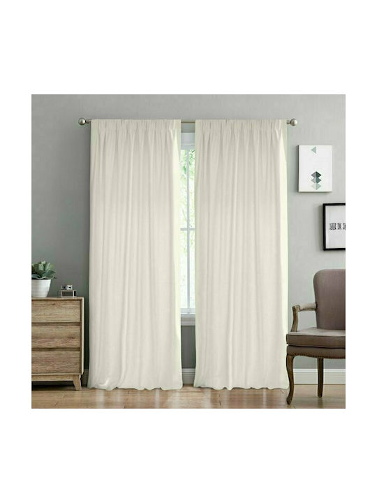 Lino Home Curtain with Pencil Pleat Samos Cream 300x275cm