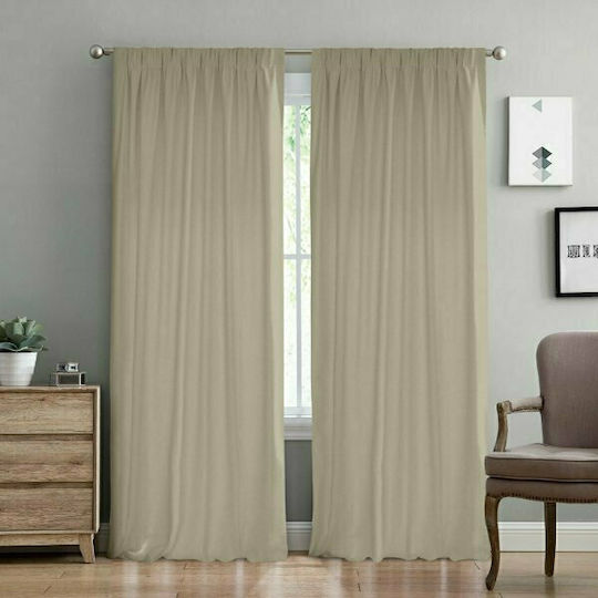 Lino Home Κουρτίνα με Τρέσα Samos Mocca 300x275εκ.