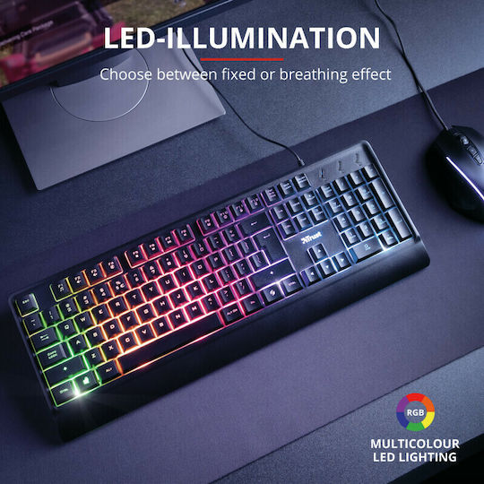 Trust Ziva Rainbow LED Gaming Keyboard with RGB lighting (Greek)
