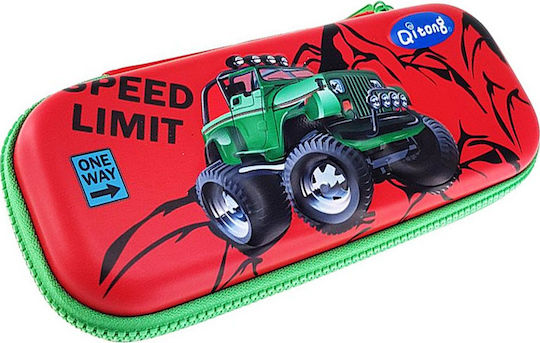 Graffiti Oval 3D Pencil Case with 1 Compartment Red