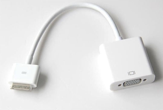 Aculine Apple 30-pin male - VGA female (AD-006) Converter Apple 30-pin male to VGA female White 1pcs
