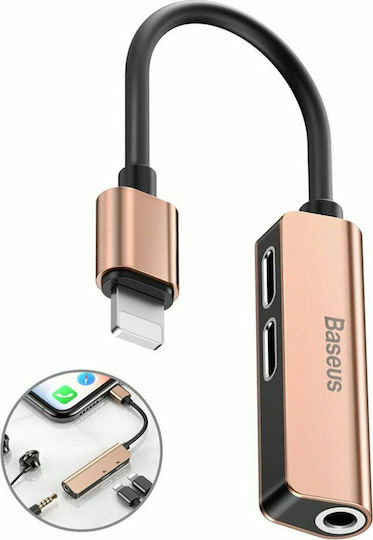Baseus L52 Converter Lightning Male To 3.5mm Lightning Female Gold 1 Piece