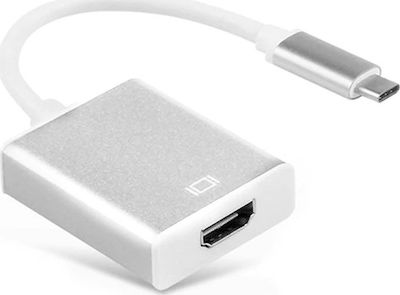 De Tech Μετατροπέας USB-C male σε HDMI female Λευκό (18289)