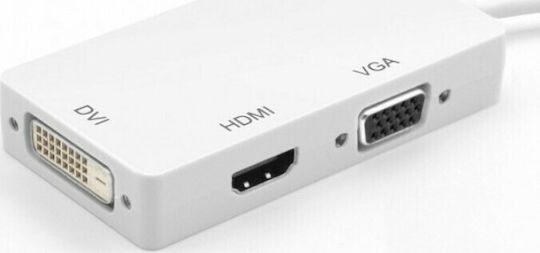 Techly Μετατροπέας DisplayPort male σε DVI-D / HDMI / VGA female Λευκό 1τμχ IADAP DP-COMBOF2