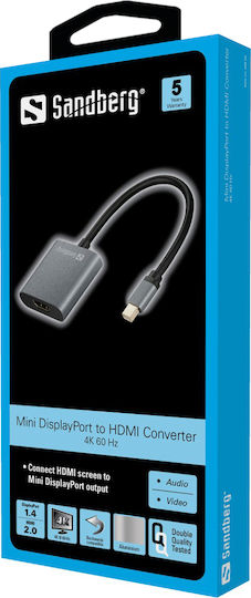 Sandberg Convertor Mini DisplayPort Masculin În HDMI Feminin Gri 1 Bucată 509-20