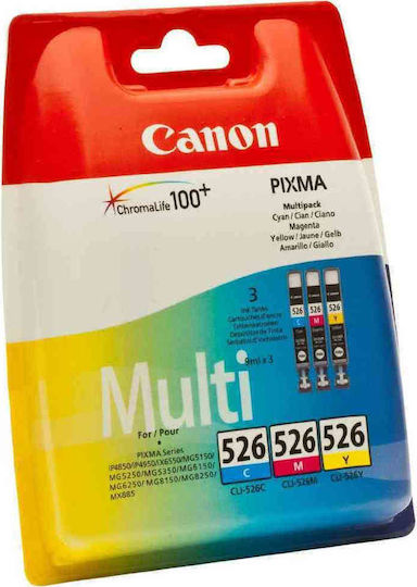 Canon CLI-526 Original Pack of 3 InkJet Printer Inks Yellow / Cyan / Magenta (4541B006)