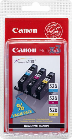 Canon CLI-526 Original Pack of 3 InkJet Printer Inks Yellow / Cyan / Magenta (4541B009)