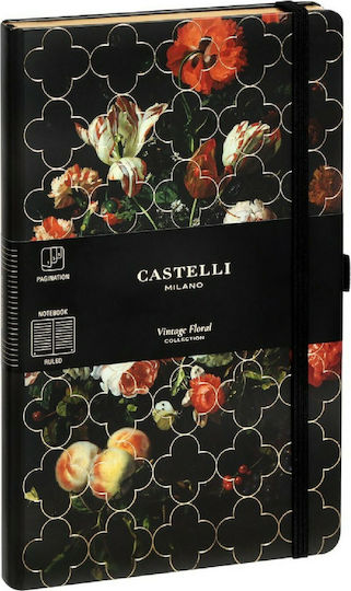 Castelli Notebook A5 Ruled with Elastic and Pen Holder Black