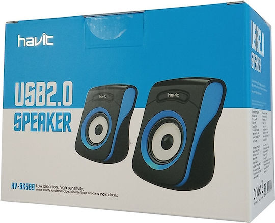 Havit SK599 Computerlautsprecher 2.0 mit Leistung 3W in Blau Farbe