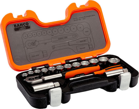 Bahco Set de chei tubulare și clichet 1\4" & 3\8" 33buc