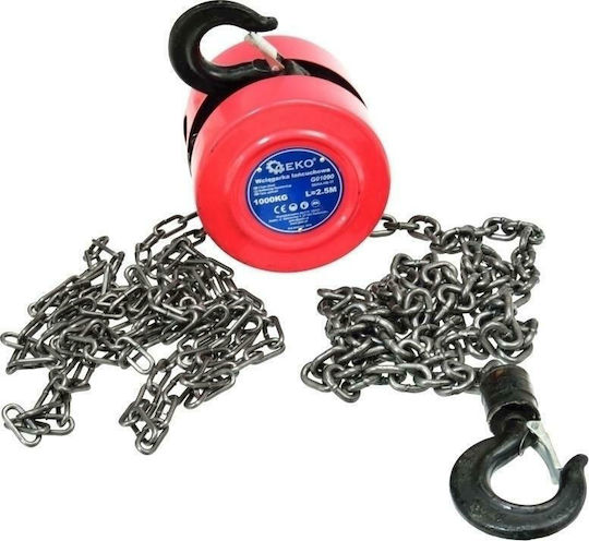 Geko Chain Hoist 3ΤX2,5m for Weight Load up to 3t Red