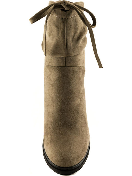 B17028 Wildleder Stiefeletten Damen Beige