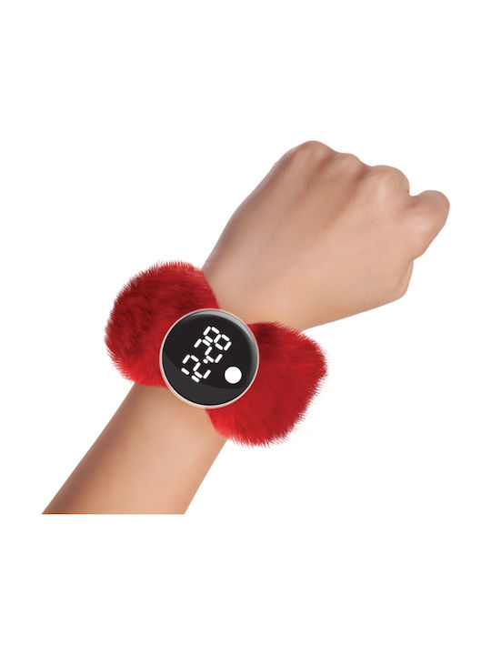 Watchitude Kinder-Digitaluhr Cherry Berry mit Stoffarmband Rot