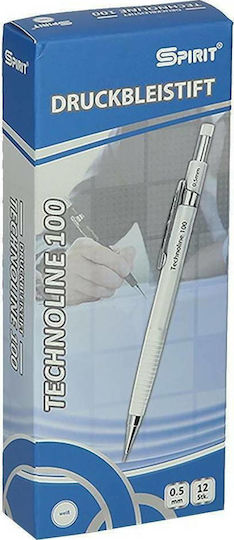 Gataric Technoline 100 Μηχανικό Μολύβι Σχεδίου 0.5mm με Γόμα 1τμχ Λευκό