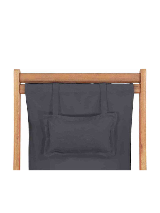 Deckchairs Wooden with Armrest & Gray Fabric 127x60x95cm