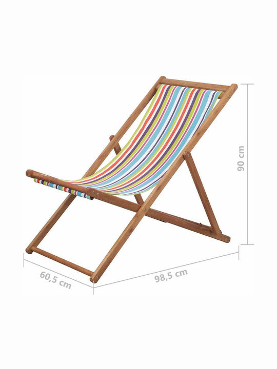 Σεζλόνγκ Ξύλινη με Πολύχρωμο Ύφασμα 106x60x90cm