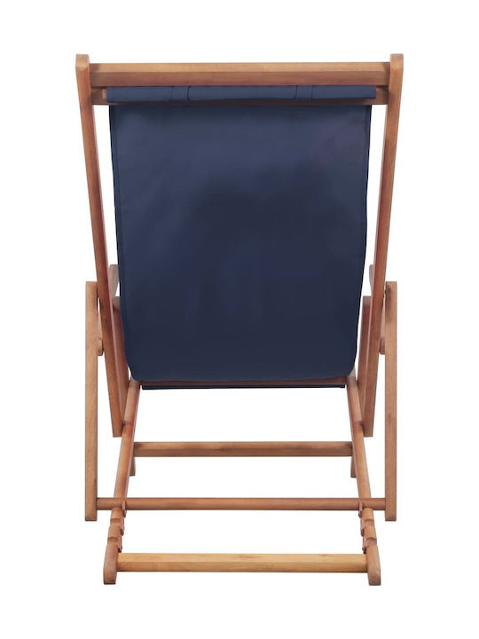 Сезлонг с Подлакътници & Син Плат 127x60x95см