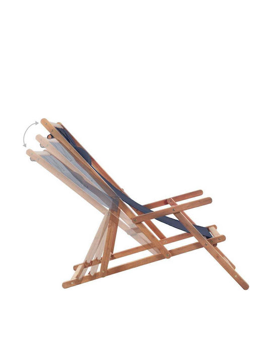 Сезлонг с Подлакътници & Син Плат 127x60x95см