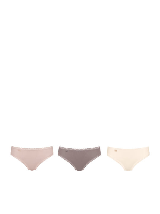24/7 Weekend Tai Βαμβακερά Women's Slip 3Pack with Lace Beige/Puro
