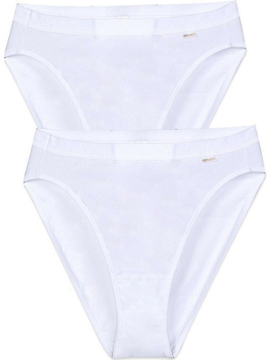 Βαμβακερά High Waist Women's Brazil 2Pack White