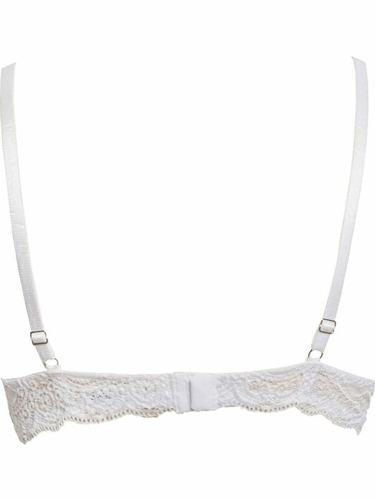 Double Pizzo Λευκό Σουτιέν με Ελαφριά Ενίσχυση & Μπανέλες