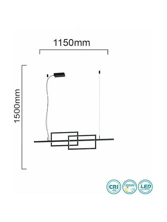Eglo Puebla Pendant Light Black Rail 115x130x130cm