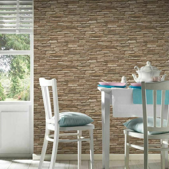 Ταπετσαρία Τοίχου Wood Stone Βινυλίου Μπεζ 1000x53cm Ταπετσαρία Τοίχου Wood Stone Βινυλίου Μπεζ 1000x53cm
