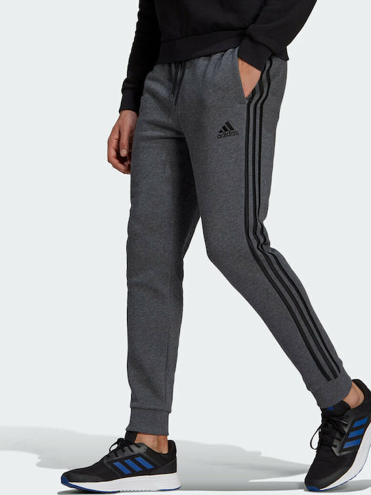 Essentials 3-Stripes Sweatpants with Elastic Gray