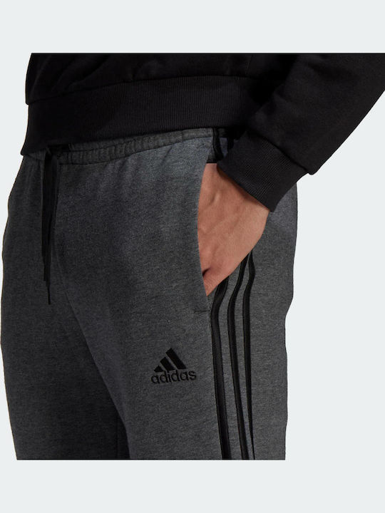 Essentials 3-Stripes Sweatpants with Elastic Gray