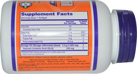 Now Foods Borage Oil Concentrated GLA Borage Seed Oil 1000mg 60 softgels
