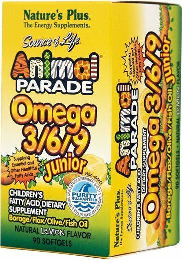 Nature's Plus Source Of Life Animal Parade Omega 3 6 9 Junior Κατάλληλο για Παιδιά 90 ταμπλέτες 90 μασώμενες ταμπλέτες με γεύση Λεμόνι