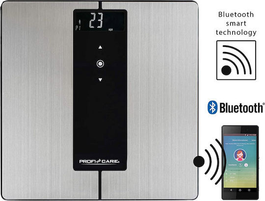 ProfiCare 9in1 Diagnose PC-PW 3008 BT Smart Badezimmerwaage 180kg mit Körperfettmessung & Bluetooth Silber