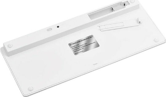Hoco DI05 v4 Ασύρματο Bluetooth Σετ Πληκτρολόγιο & Ποντίκι Αγγλικό US Λευκό