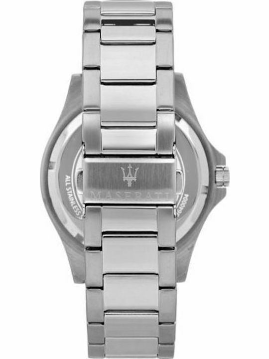 Maserati Ανδρικό Ρολόι 44mm Μπαταρίας με Ασημί Μεταλλικό Μπρασελέ