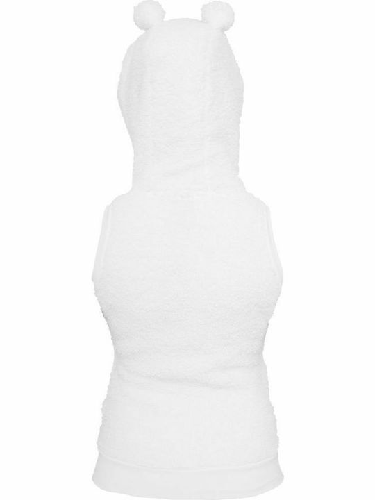 Urban Classics TB393 Αμάνικη Fleece Γυναικεία Ζακέτα με Φερμουάρ σε Λευκό Χρώμα