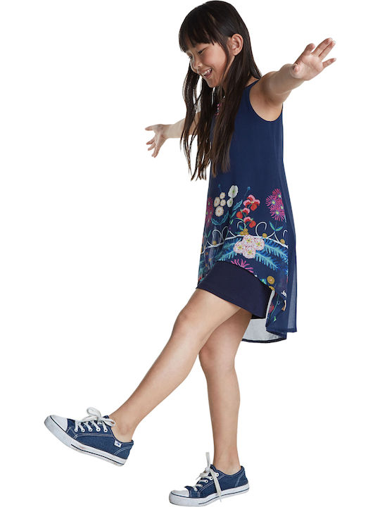 Juarez Girl Παιδικό Φόρεμα Αμάνικο Floral Navy Μπλε