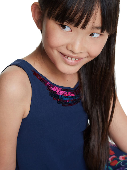 Juarez Girl Παιδικό Φόρεμα Αμάνικο Floral Navy Μπλε
