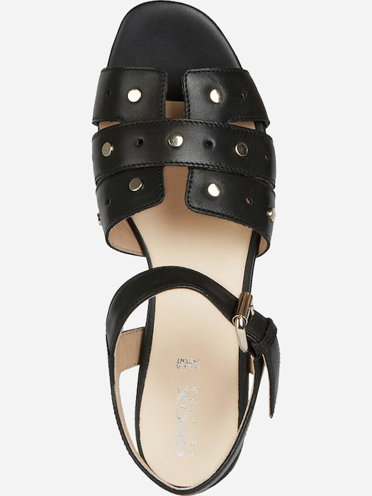 D Wistrey S C Leather Sandals Black