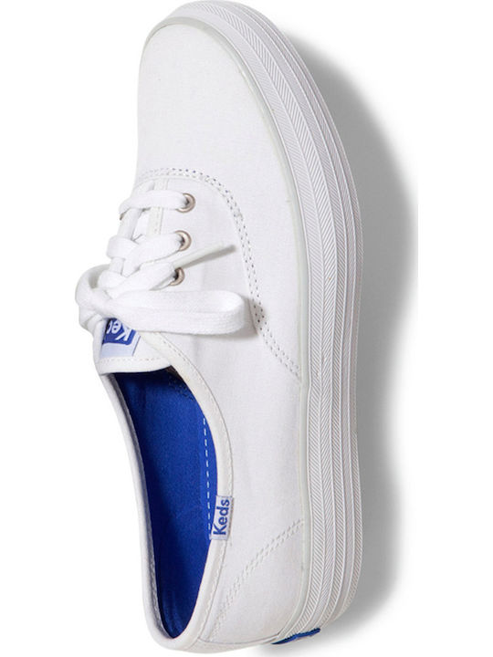 Triple Seasonal Solid Γυναικεία Flatforms Sneakers Λευκά