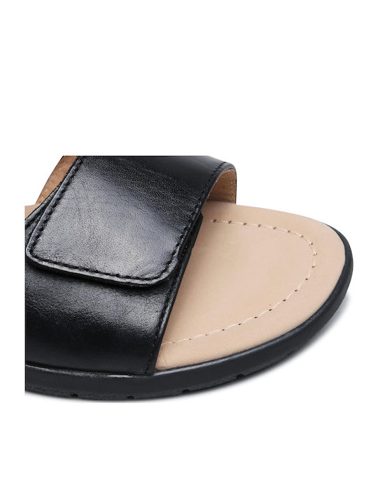 Leather Women's Flat Sandals Anatomic in Black Color