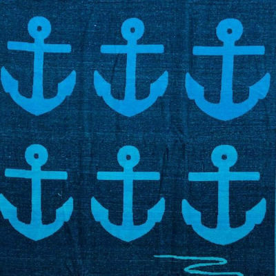 Le Blanc Anchors Beach Towel Cotton Blue 170x90cm.