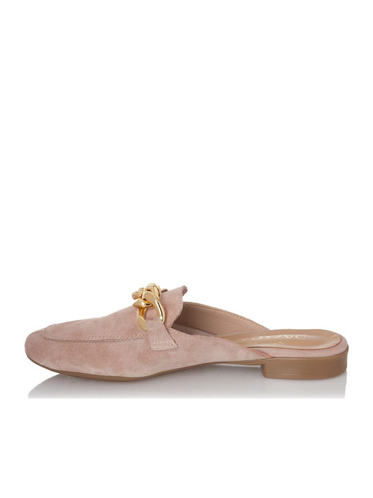 Sante Flat Leather Mules Pink