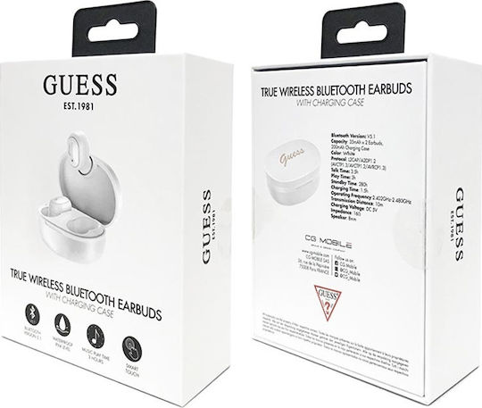 Guess GUTWST30 In-Ear Bluetooth-Freisprecheinrichtung Kopfhörer mit Ladeetui Weiß