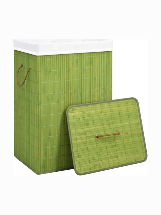 vidaXL Coș de rufe Bambus Pliabil Capotă 40x30x60cm Verde 72lt