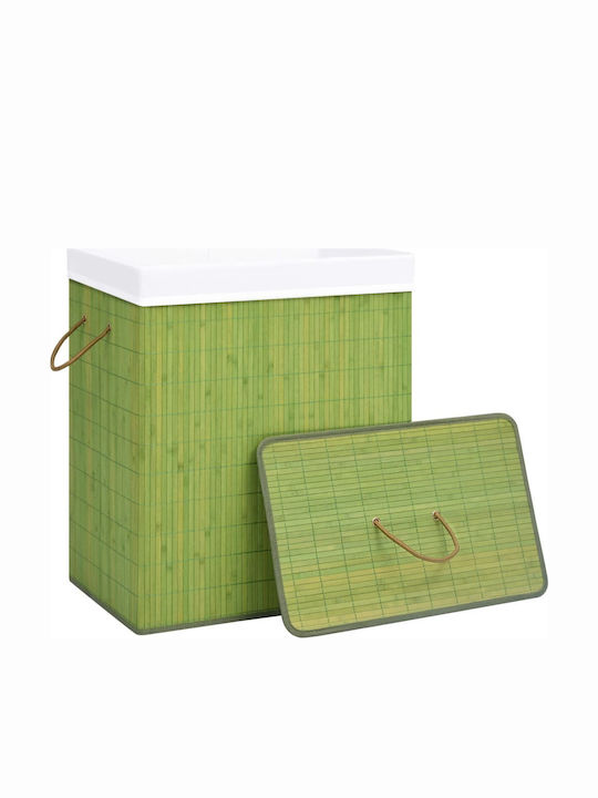 vidaXL Coș de rufe Bambus Pliabil Capotă 43.5x33.5x65.5cm Verde 83lt