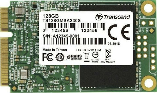 Transcend 230S SSD 128GB τύπου mSATA με σύνδεση SATA III TS128GMSA230S