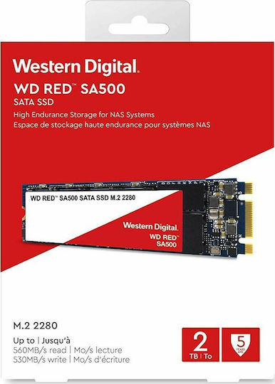Western Digital Red SA500 NAS SSD 2TB M.2 Type with SATA III Connection WDS200T1R0B Bulk
